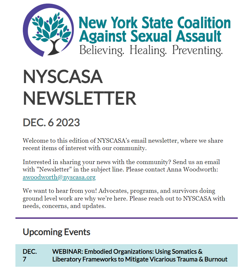 NYSCASA Newsletter: Dec. 6, 2023